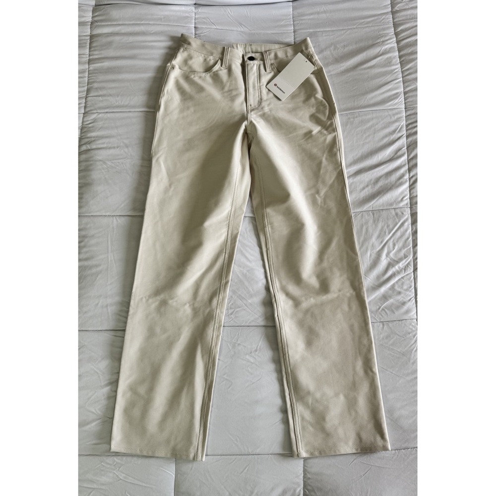 New Lululemon Easy Five MR Relaxed-Straight Pant *Reg Size 27 Lt Ivory 32" $148